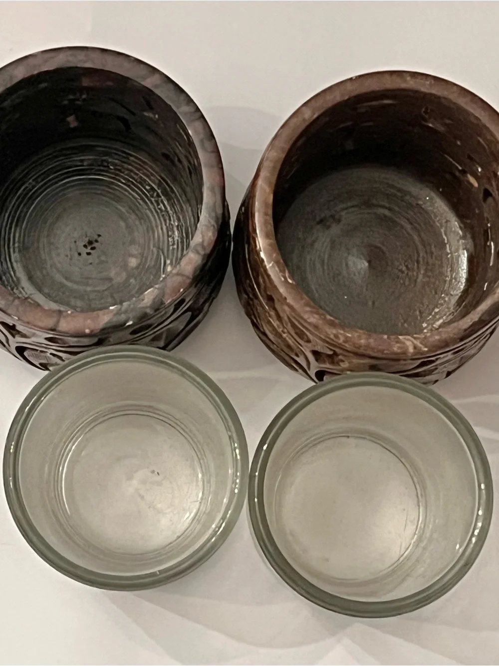Yankee Candle Votive Candle Holders Carved Soapstone Set of 2